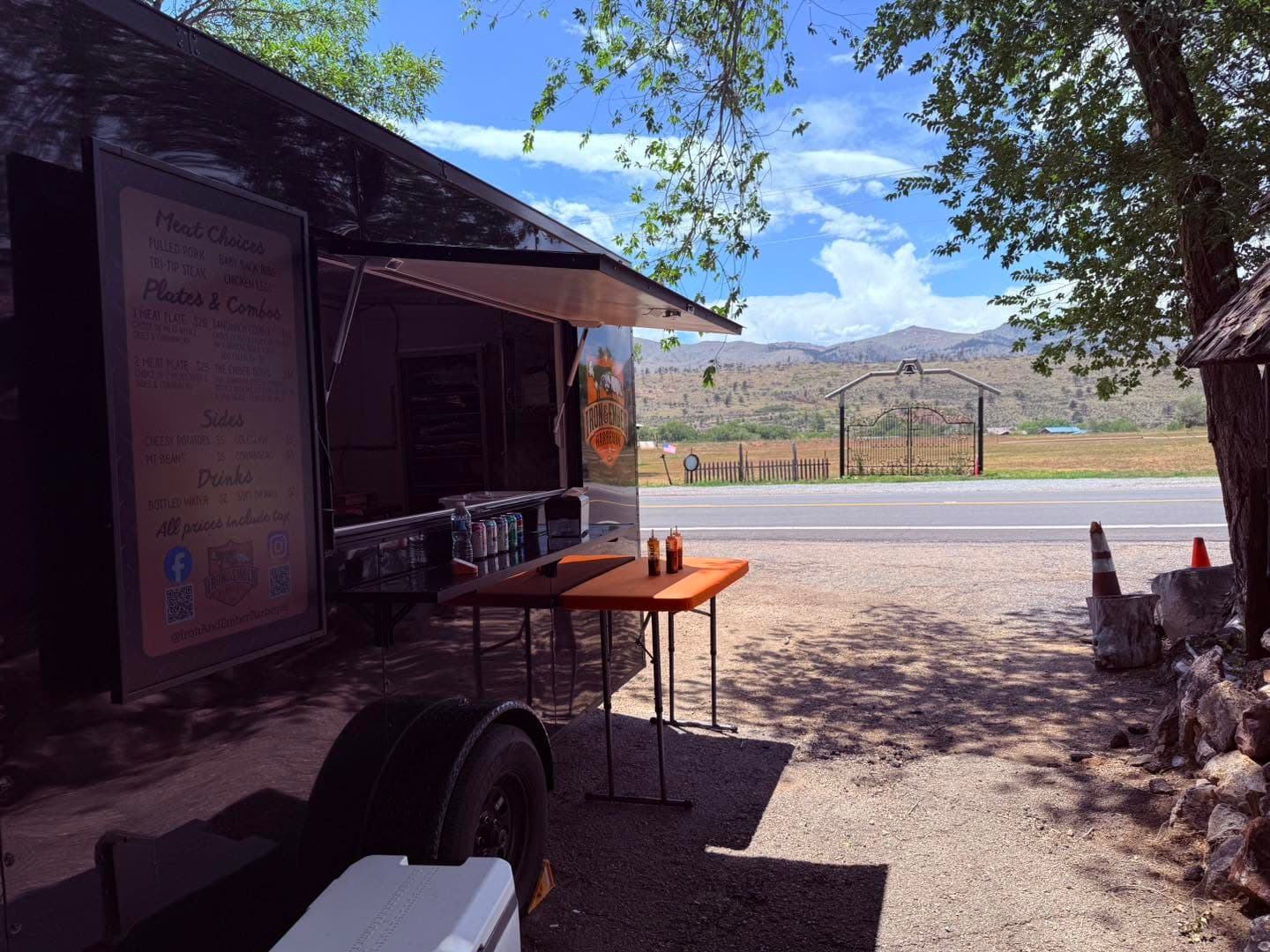 Food truck in a mountain valley