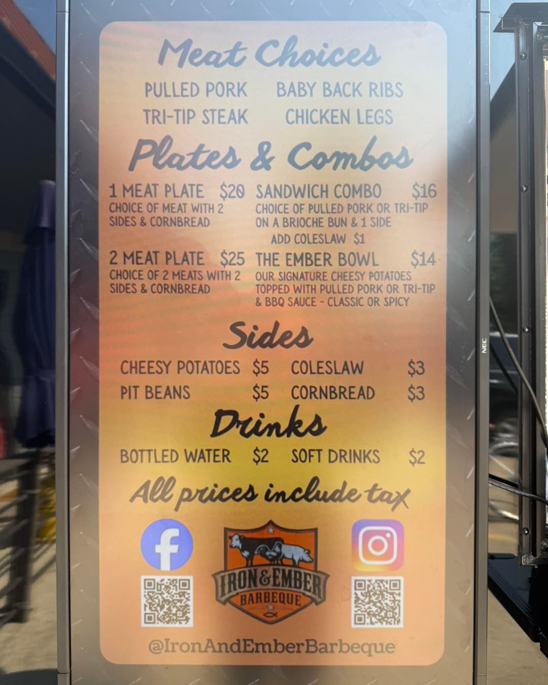 Iron & Ember menu board